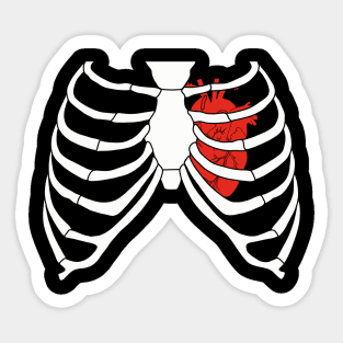 Heart Inside Chest (Rib Cage) Skeleton Sticker